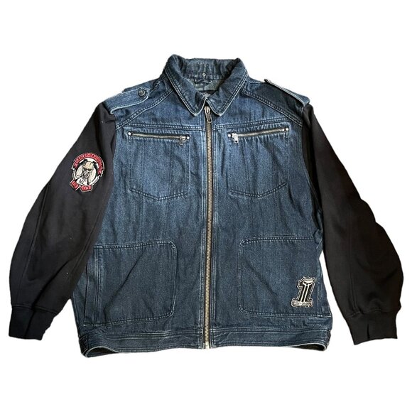 Harley Davidson Denim Jean Jacket 3XL Mens Fabric Sleeves - Picture 1 of 16